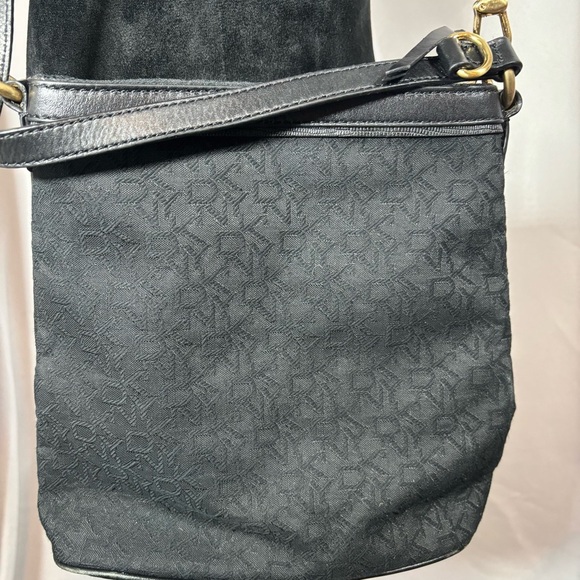 DKNY Black Logo Shoulder Bag with Leather and Stud accents - Picture 5 of 15